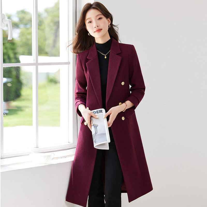 Long Trench-coat Femme Laine | Vert Noir Violet
