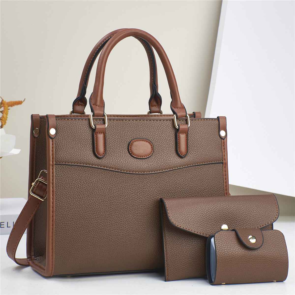Set 3 Sacs Femme Mere-Enfant | PU Marron Noir Beige