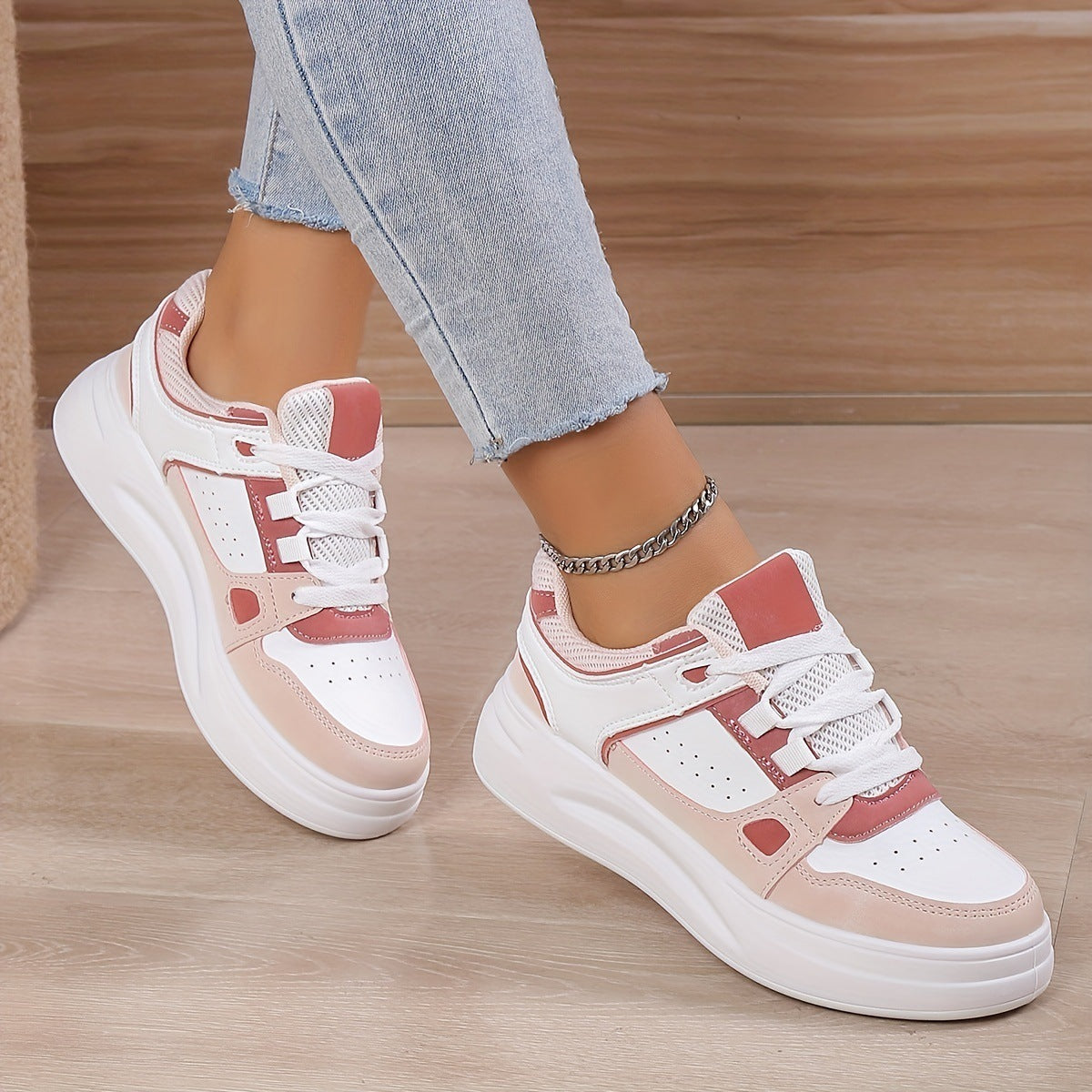 Chaussures Sport Femme Decontractees | Style Coreen Rose Gris