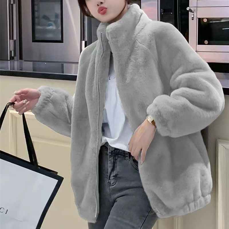 Manteau Polaire Col Roulé Femme | Double Face Chaud