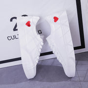Baskets femme blanches cuir PU cœur