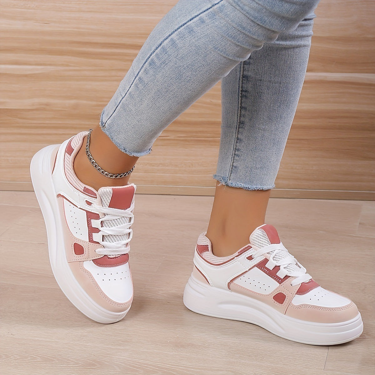 Chaussures Sport Femme Decontractees | Style Coreen Rose Gris