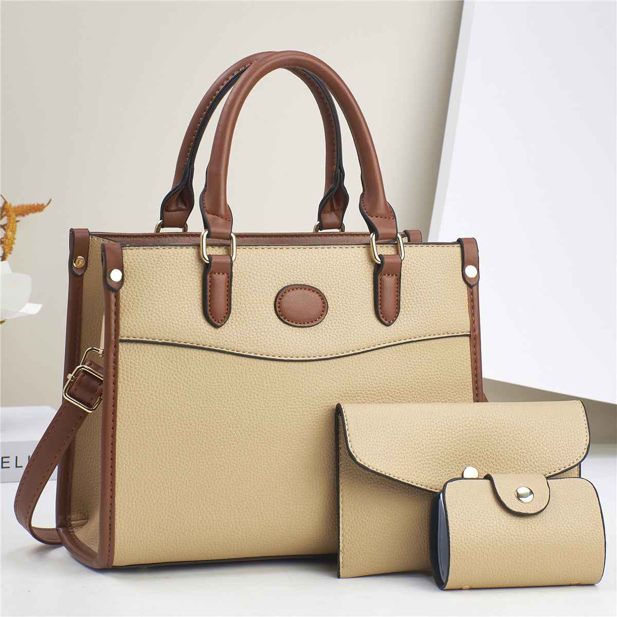 Set 3 Sacs Femme Mere-Enfant | PU Marron Noir Beige