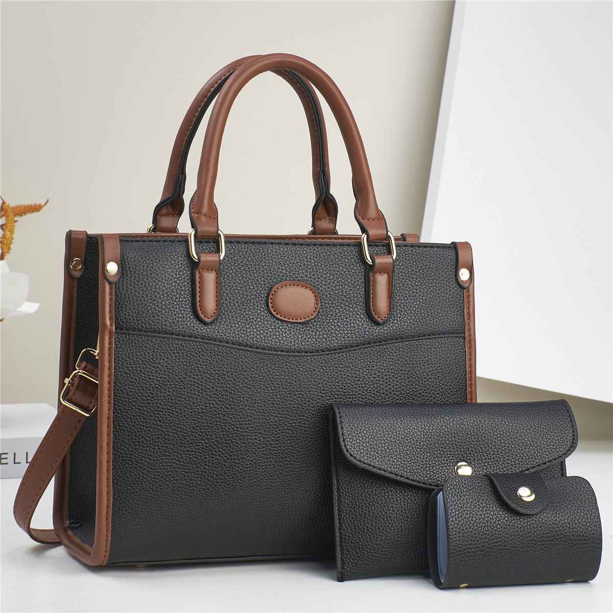 Set 3 Sacs Femme Mere-Enfant | PU Marron Noir Beige