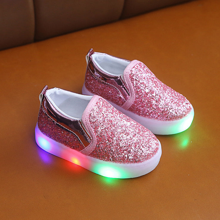 Baskets enfant LED à paillettes