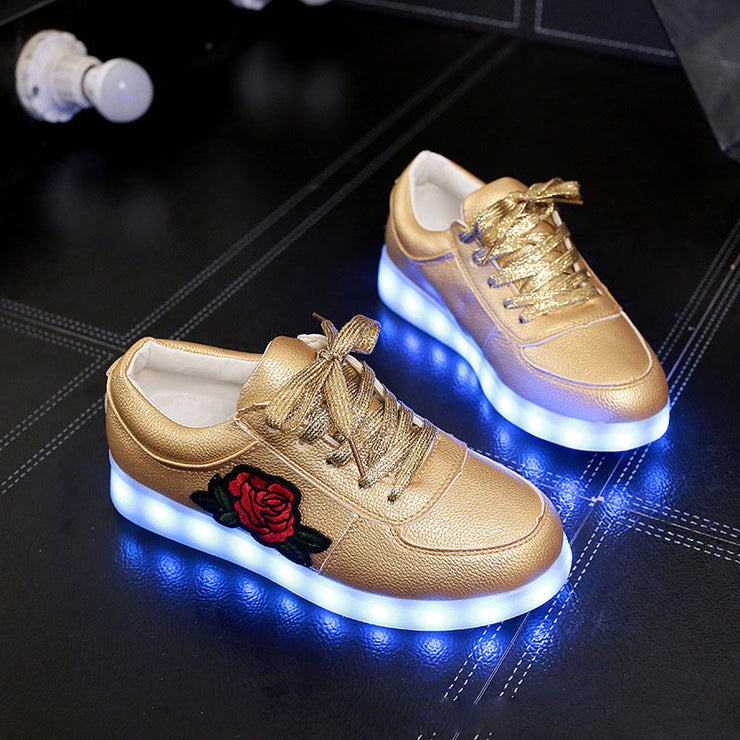 Baskets unisexes LED à motif rose