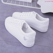 Baskets femme blanches cuir PU cœur