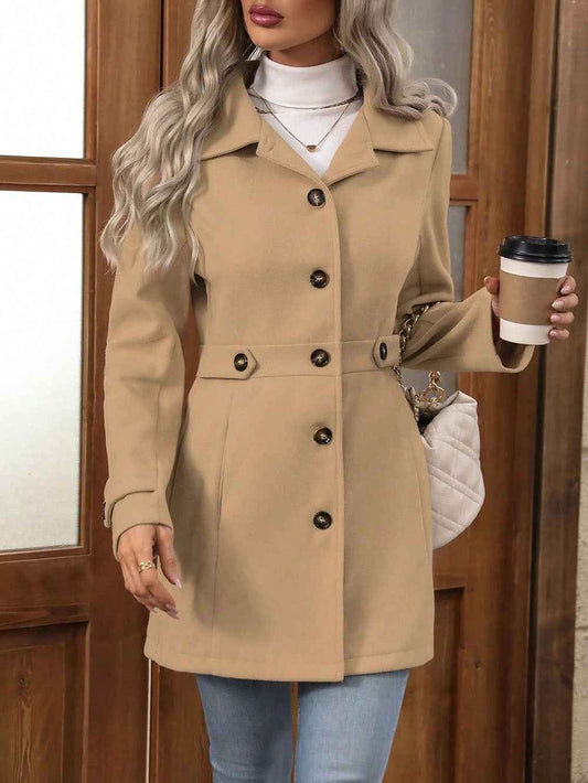 Manteau Femme Laine Boutonné Élégant | Automne Hiver