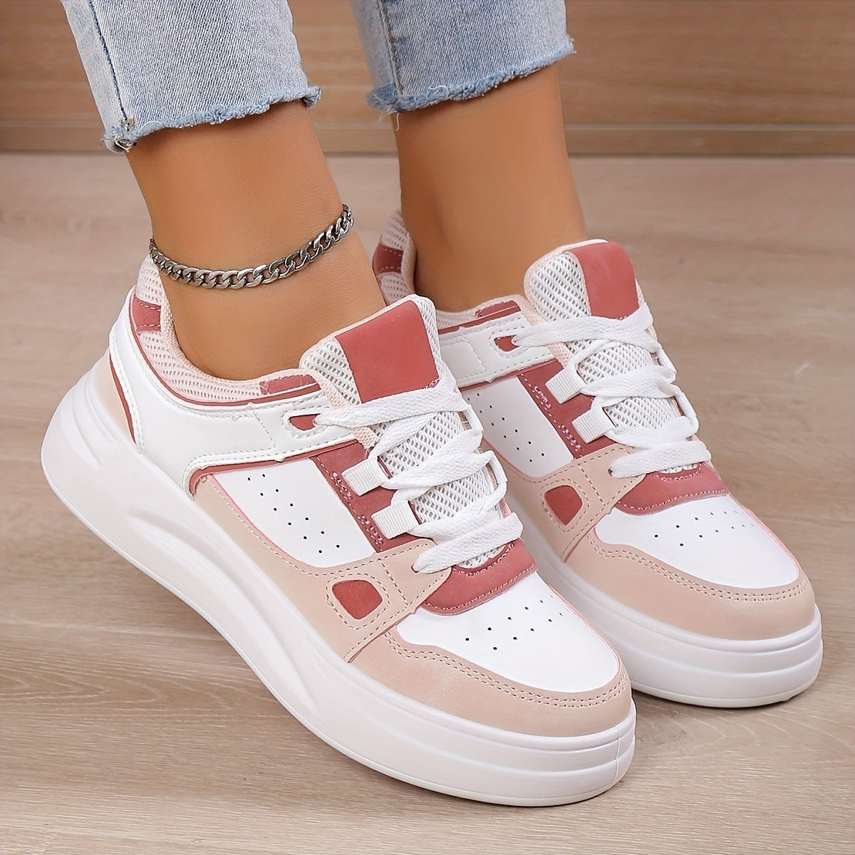 Chaussures Sport Femme Decontractees | Style Coreen Rose Gris
