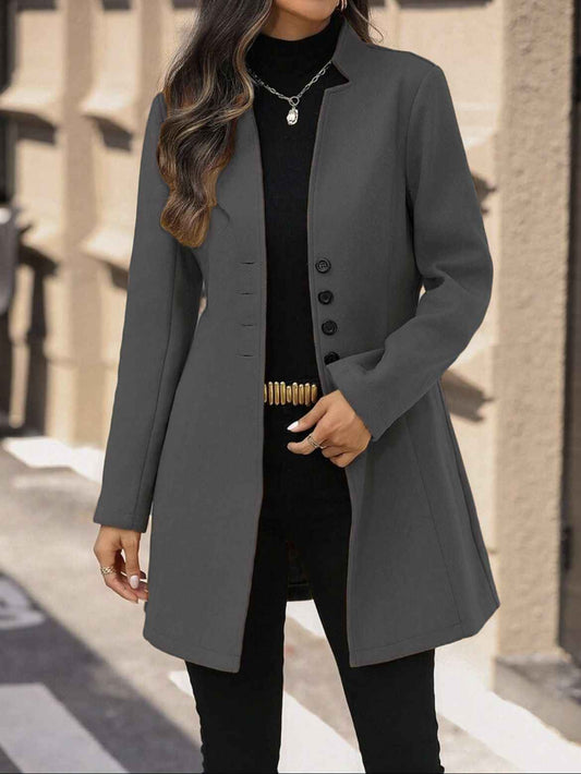 Trench-coat Mi-long Femme Laine | Col Montant Élégant