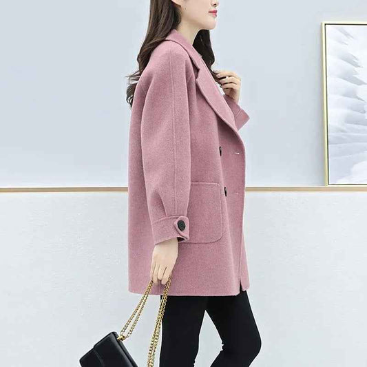 Manteau Laine Court Femme Slim | Rose Noir Kaki