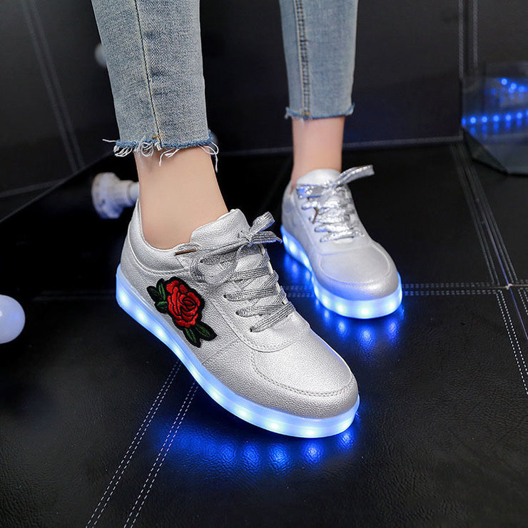 Baskets unisexes LED à motif rose