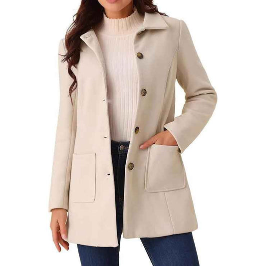 Manteau Double Boutonnage Femme Mi-long | Beige Noir