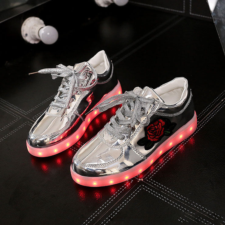 Baskets unisexes LED à motif rose