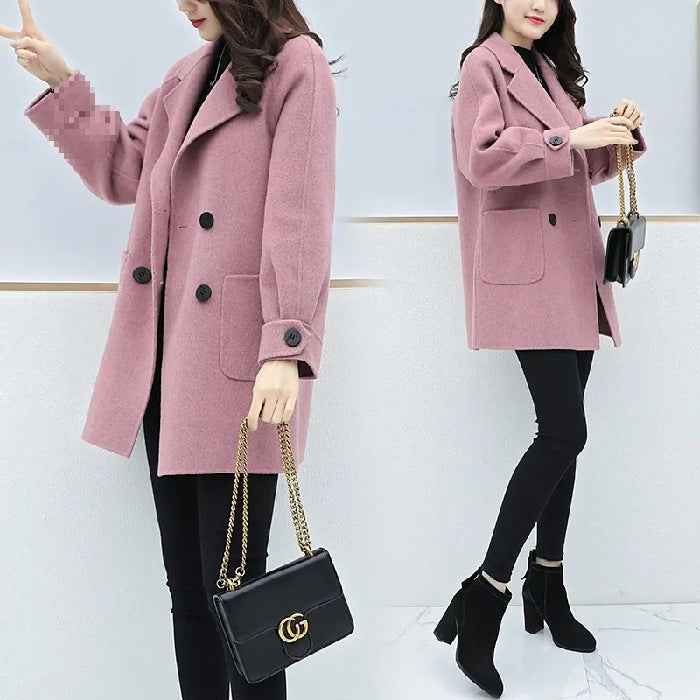 Manteau Laine Court Femme Slim | Rose Noir Kaki