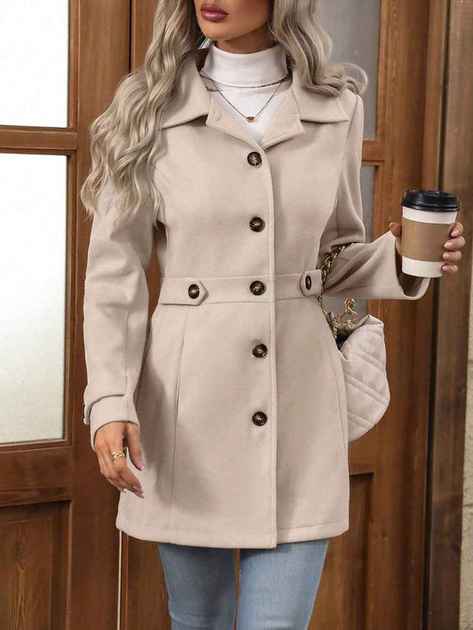 Manteau Femme Laine Boutonné Élégant | Automne Hiver