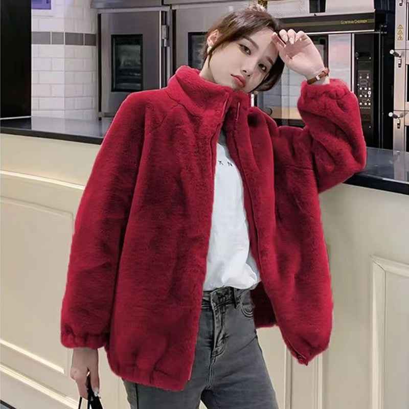 Manteau Polaire Col Roulé Femme | Double Face Chaud