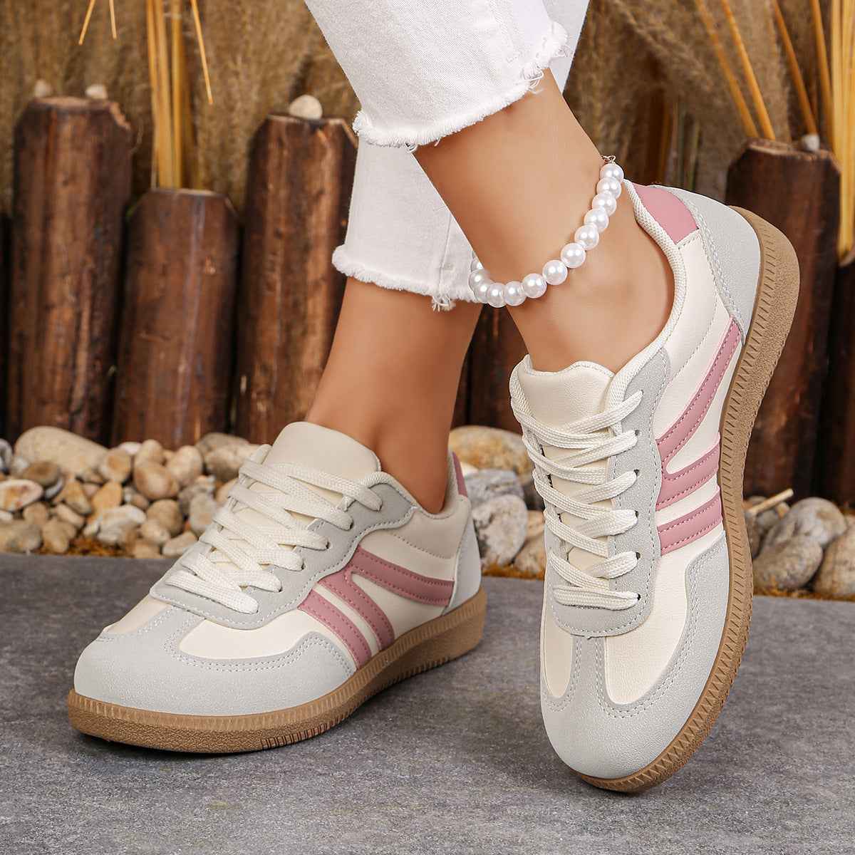 Fashion Casual All-match Color Matching Lace-up Shoes
