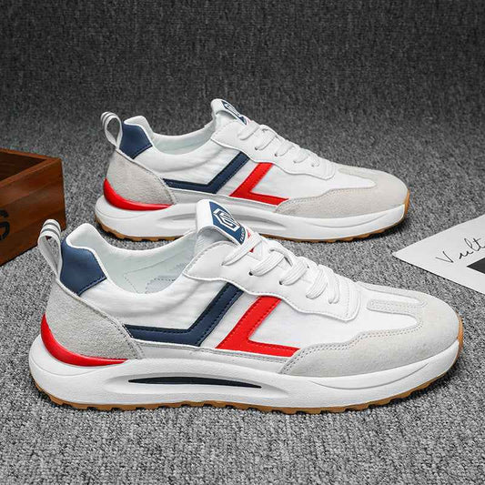 Baskets Running Homme Respirantes | Blanc Rouge Bleu