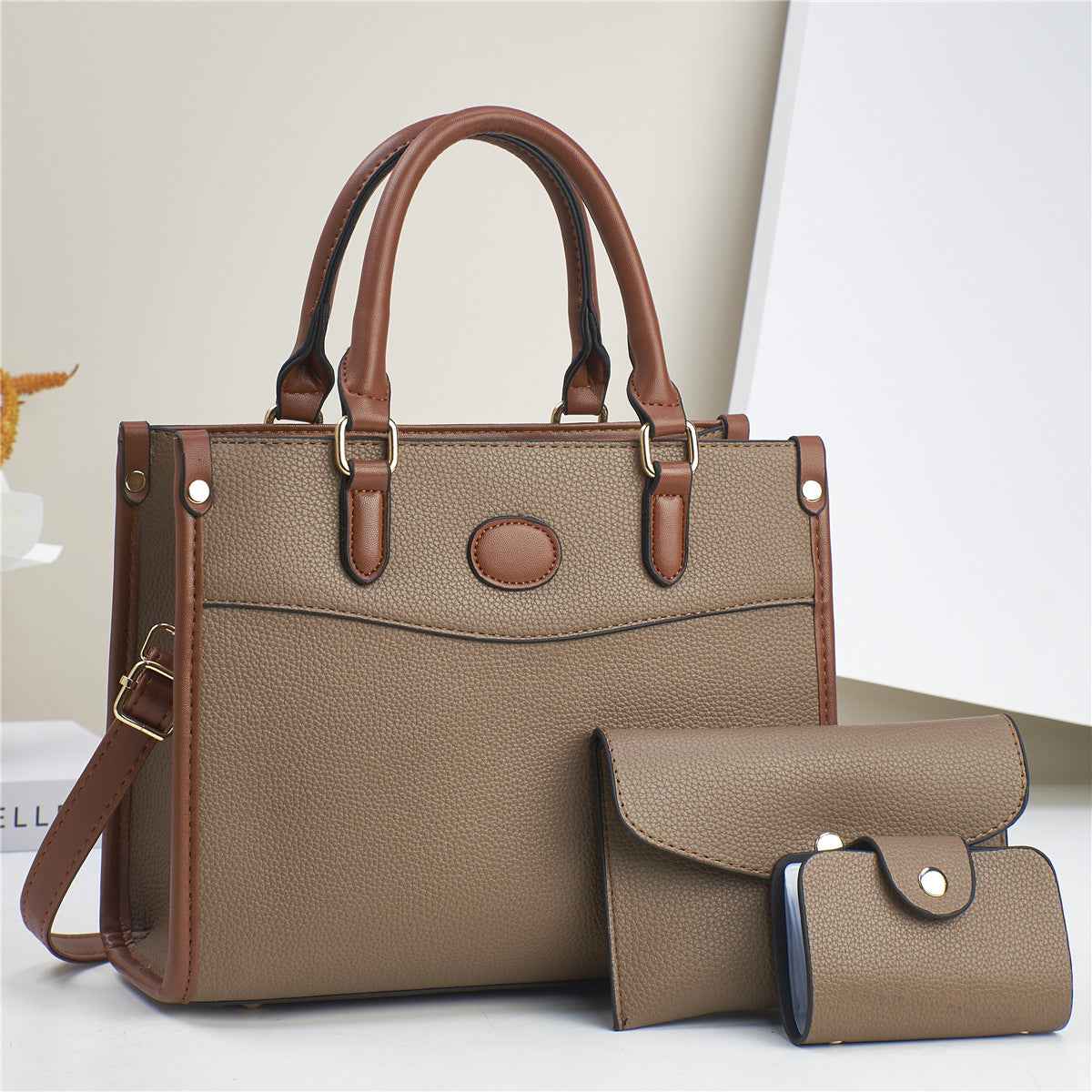 Set 3 Sacs Femme Mere-Enfant | PU Marron Noir Beige