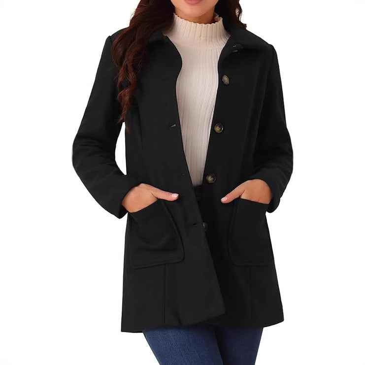 Manteau Double Boutonnage Femme Mi-long | Beige Noir