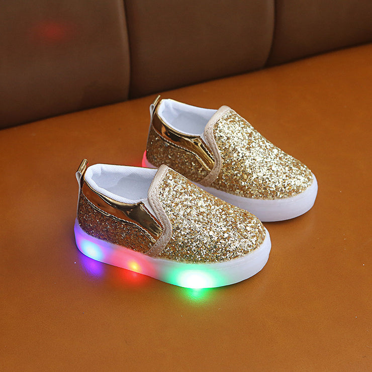 Baskets enfant LED à paillettes