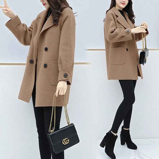 Manteau Laine Court Femme Slim | Rose Noir Kaki